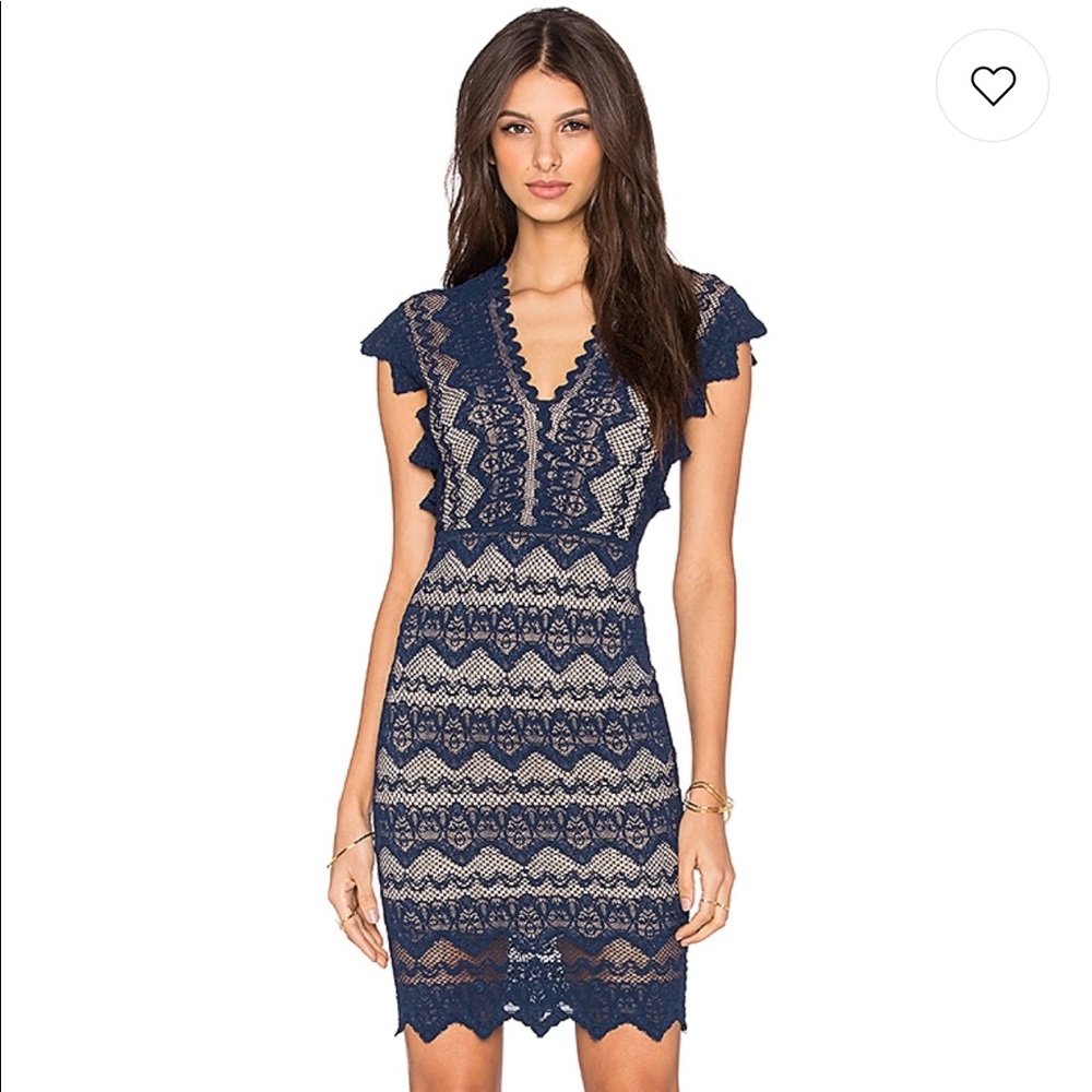 Nightcap Antoinette Dress in Navy & Nude